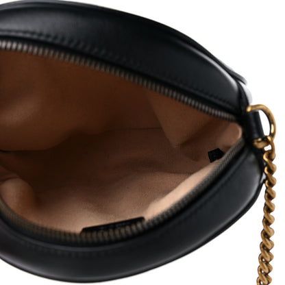 Gucci Azalea Calfskin Matelasse Heart Mini GG Marmont Round Shoulder Bag Black 5 of 11