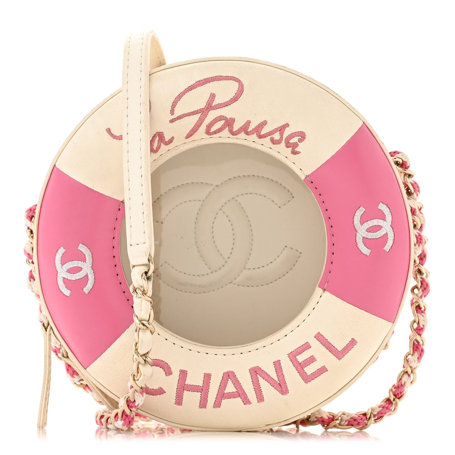 Chanel Lambskin Coco Lifesaver Round Bag Pink White 1 of 12