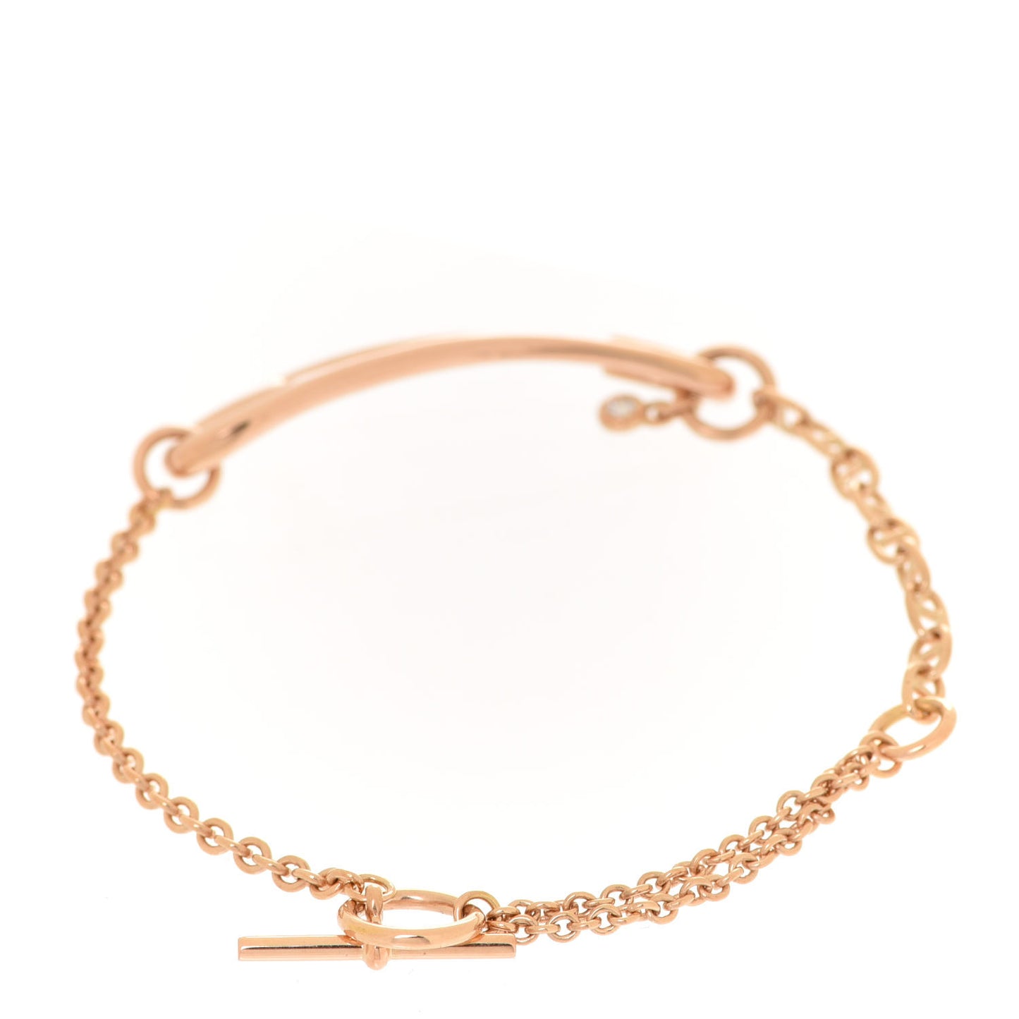18K Rose Gold Diamond MM Chaine d'Ancre Punk Bracelet SH