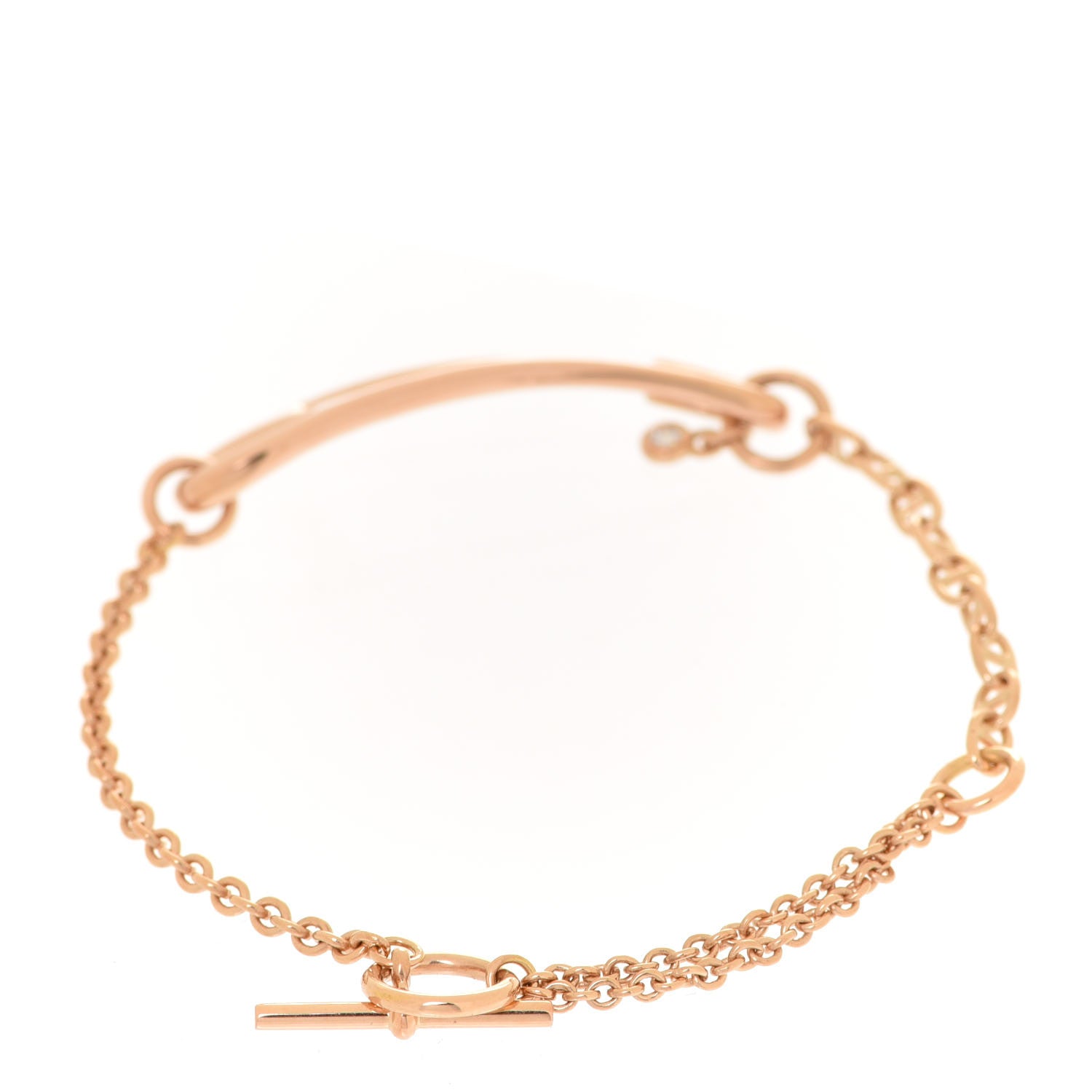 Hermes 18K Rose Gold Diamond MM Chaine d'Ancre Punk Bracelet SH 3 of 5