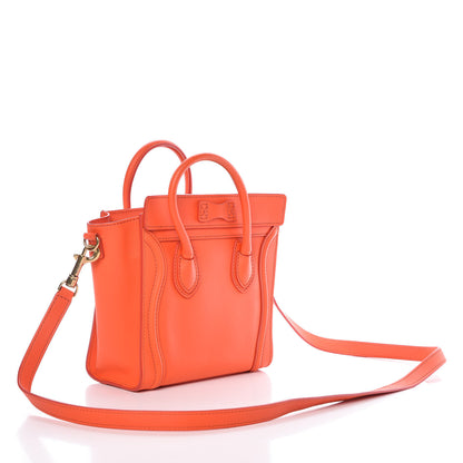 Celine Smooth Calfskin Nano Luggage Fluo Orange 3 of 9