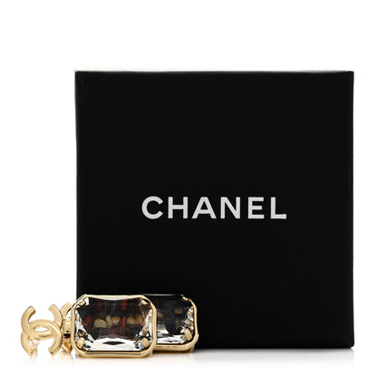 Chanel Crystal Tweed CC Drop Earrings Gold Multicolor 5 of 5