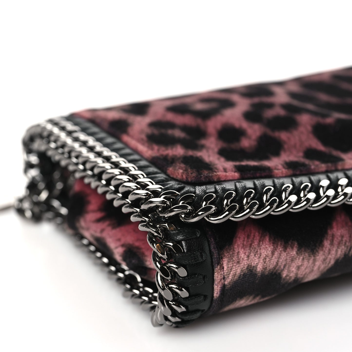 Velvet Leopard Falabella Crossbody Pink Black