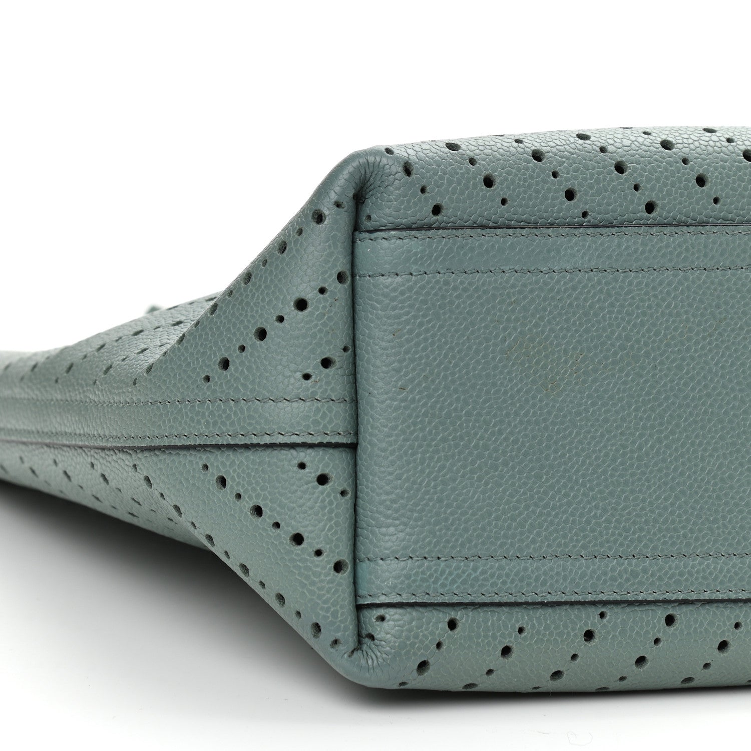 Chanel Perforated Grained Calfskin Small Shopping Tote Green 8 of 11