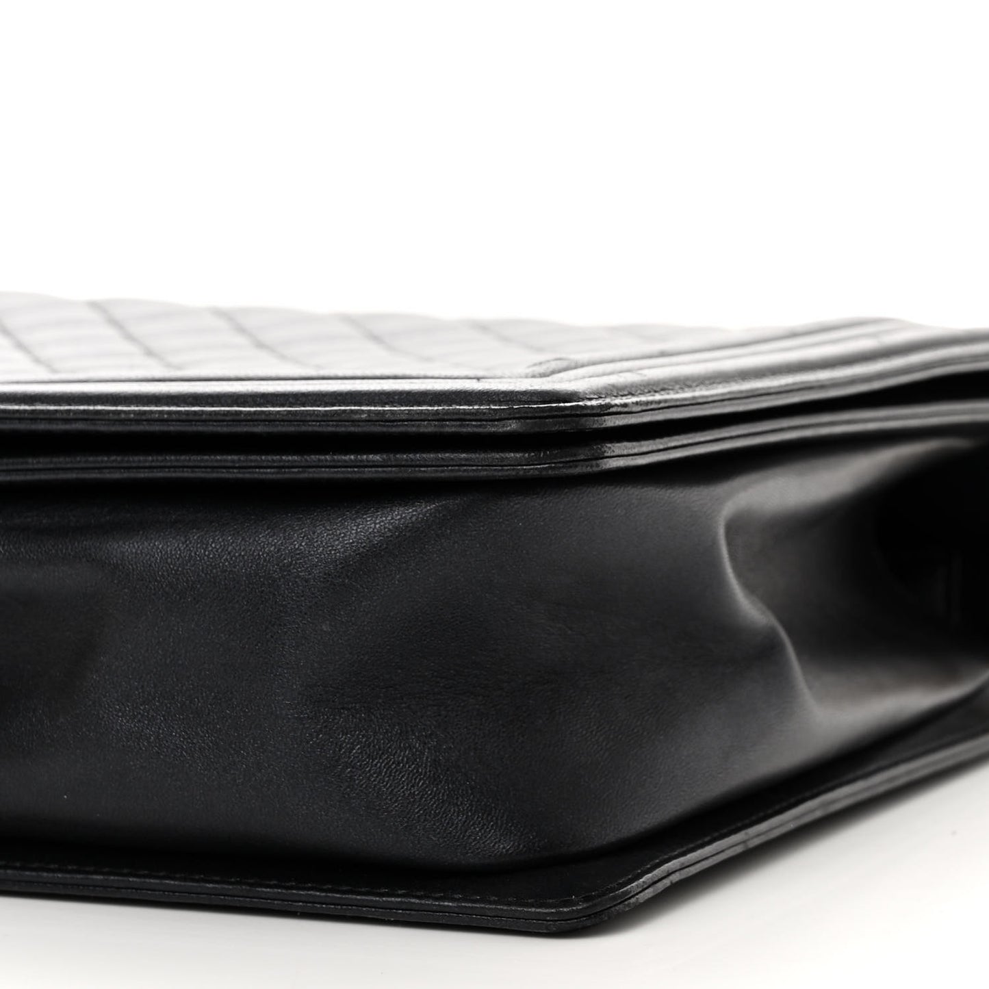 Metallic Lambskin Quilted Large Boy Flap Black
