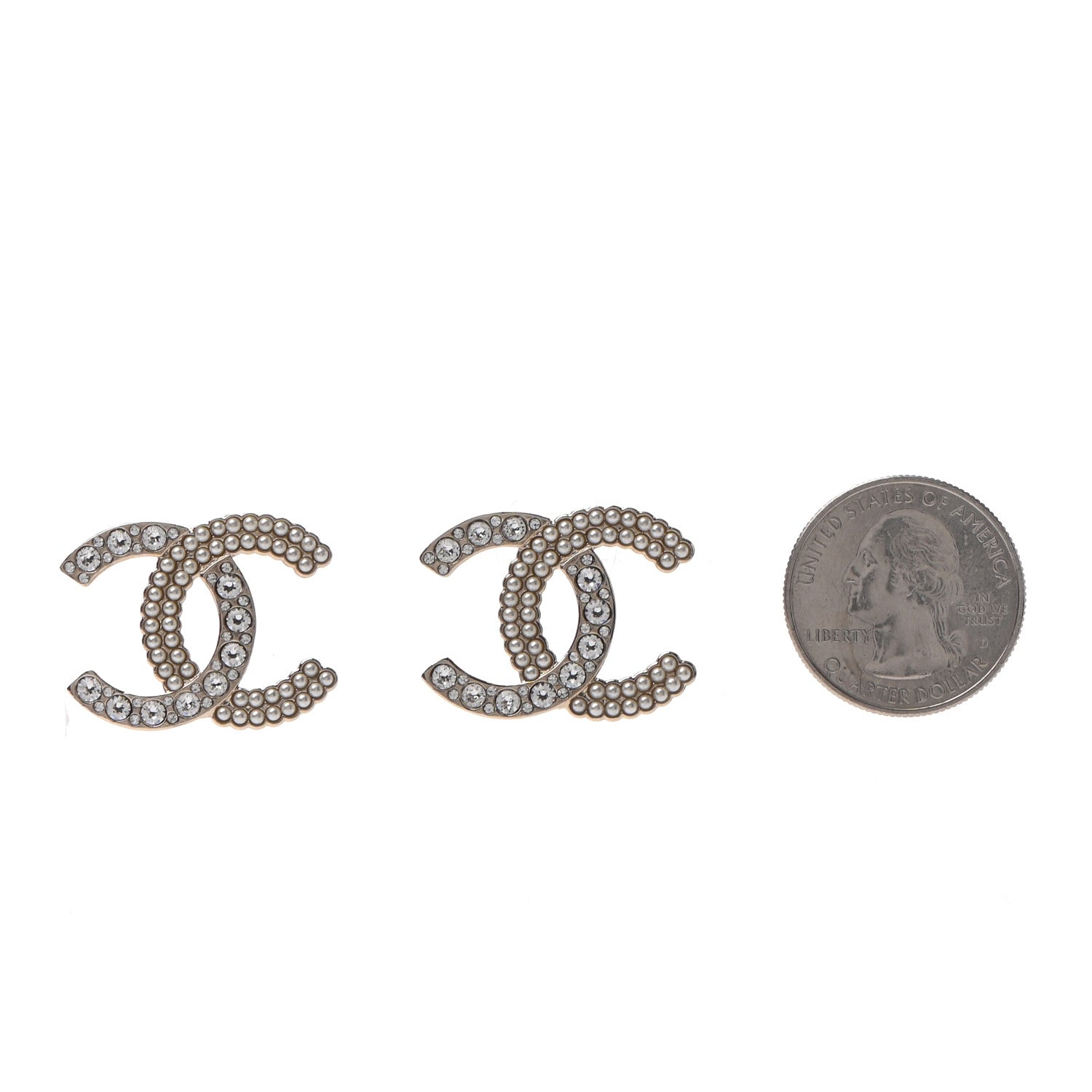 Chanel Crystal Pearl CC Large Earrings Gold 2 of 4