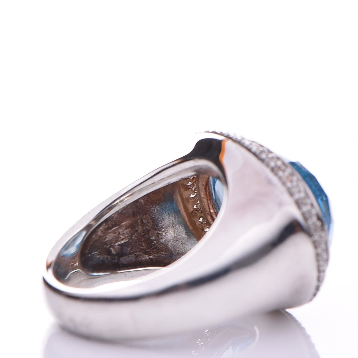 Sterling Silver Diamond Blue Topaz 18mm Signature Oval Ring 52 6