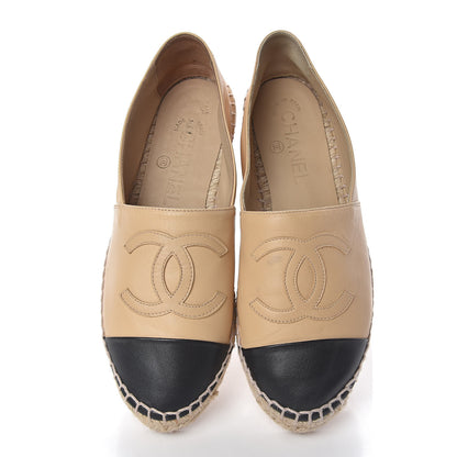 Chanel Lambskin CC Espadrilles 36 Beige Black 5 of 18