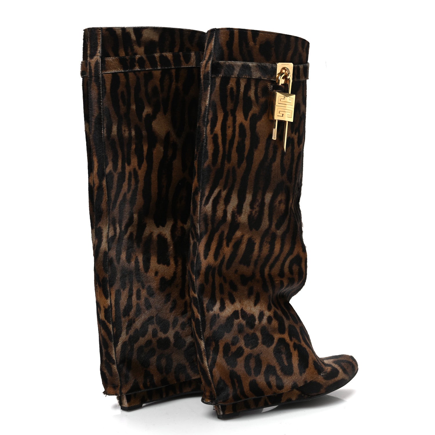 Givenchy Calf Hair Leopard Print Shark Lock Pant Boots 40 Black