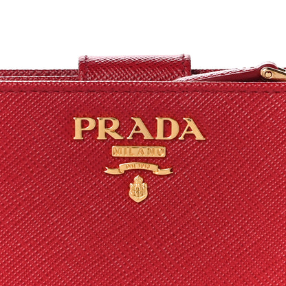 Prada Saffiano Metal Compact Wallet Fuoco 6 of 11