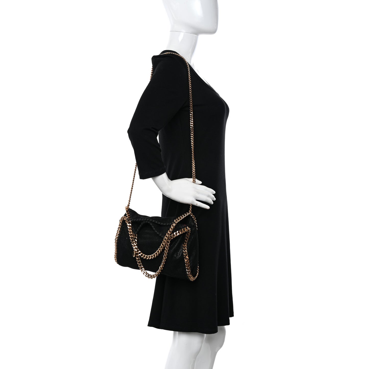 Shaggy Deer Mini Falabella Fold Over Tote Black