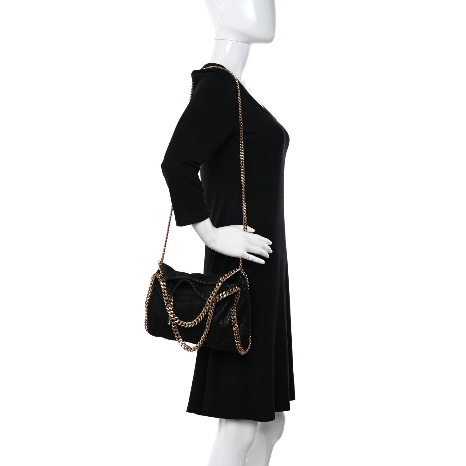 Stella McCartney Shaggy Deer Mini Falabella Fold Over Tote Black 2 of 10