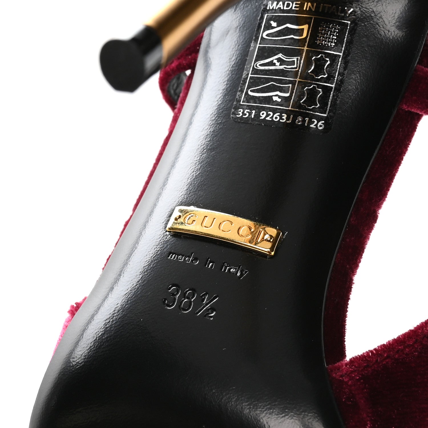 Gucci Velvet GG Monogram Slingback 115mm Pumps 38.5 Red Grape 7 of 9
