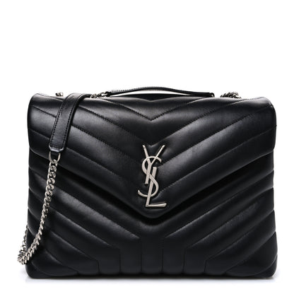 Saint Laurent Calfskin Y Quilted Monogram Medium Loulou Chain Satchel Black 1 of 10