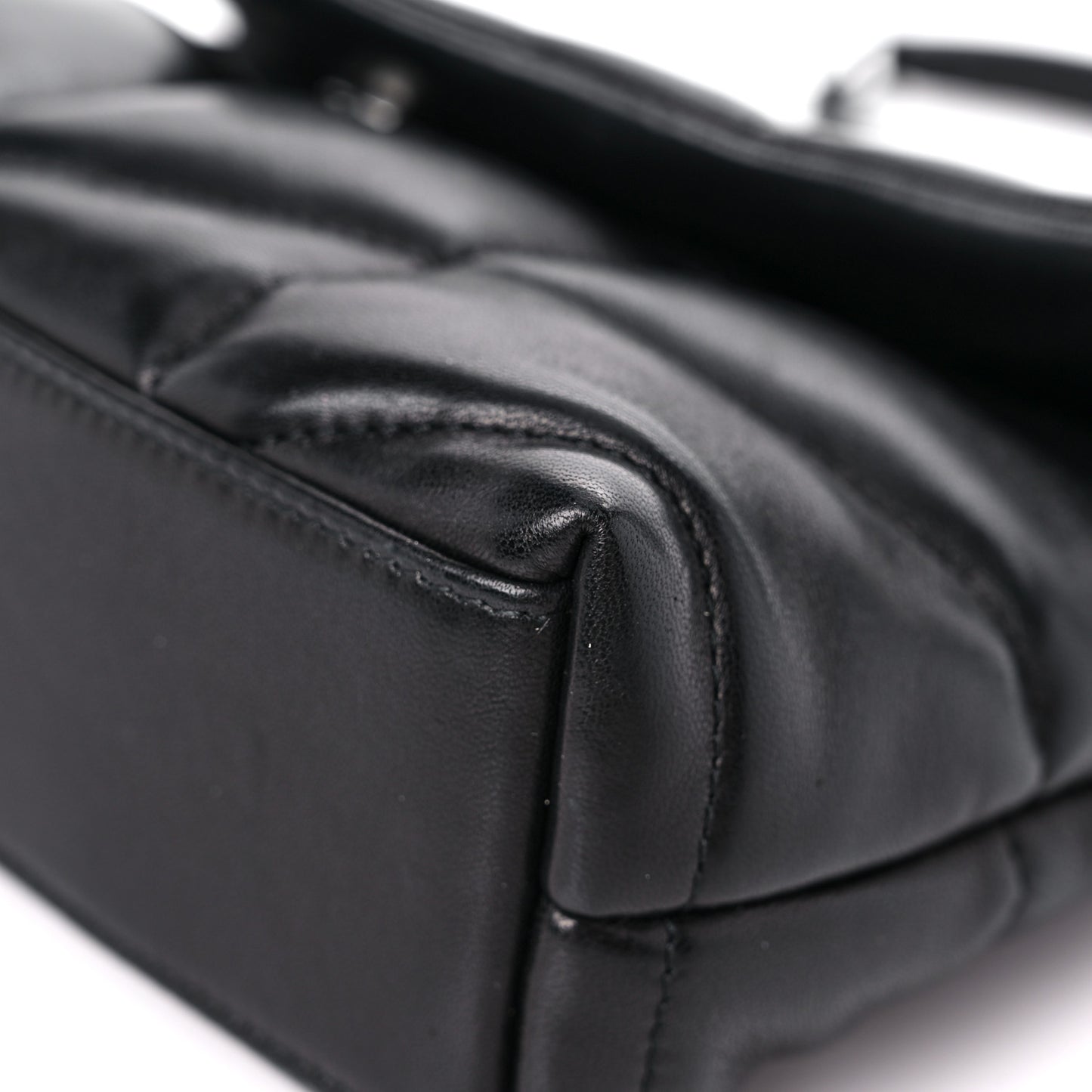 Lambskin Quilted Toy Loulou Puffer Monogram Chain Satchel Black