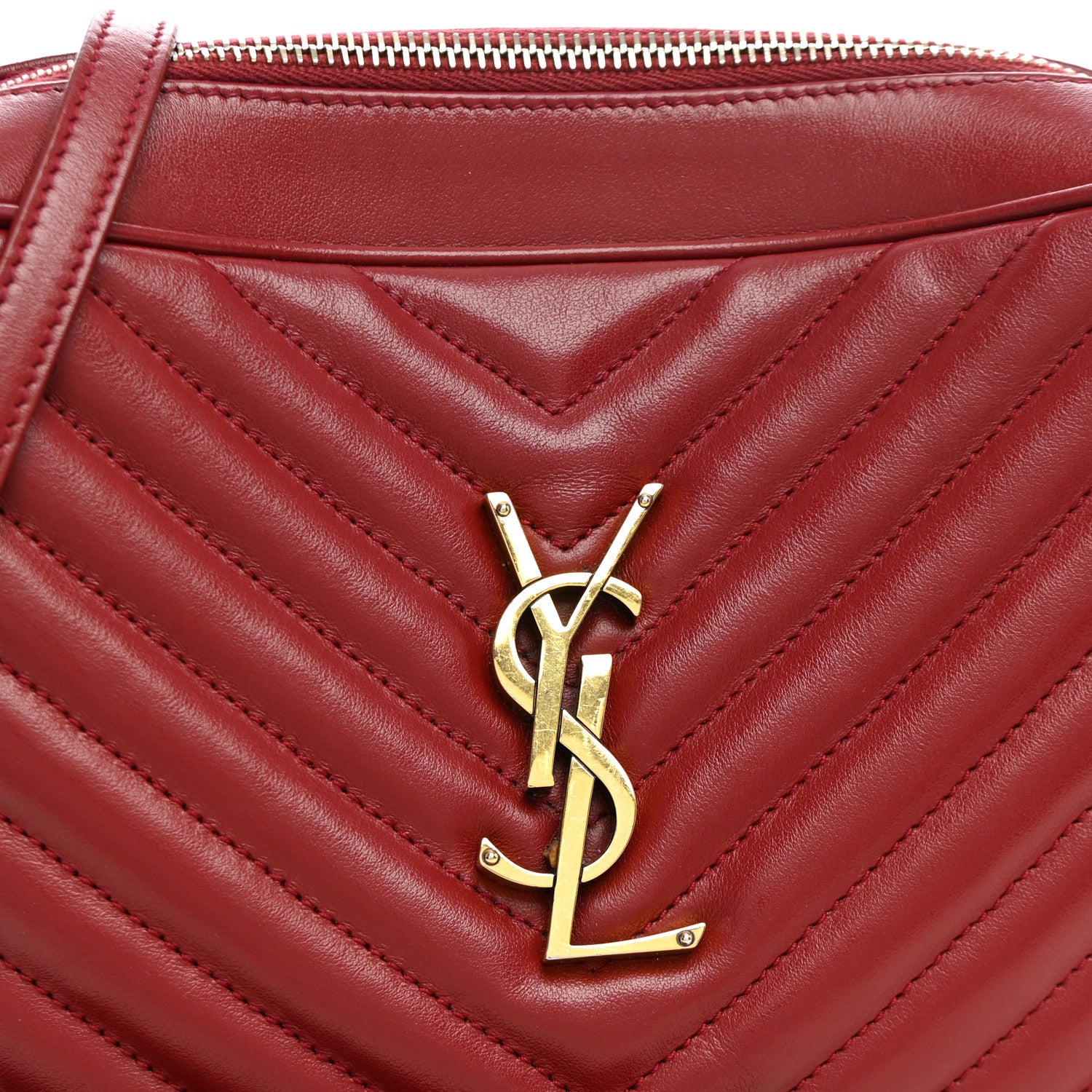 Saint Laurent Calfskin Matelasse Monogram Lou Camera Bag Red 7 of 10