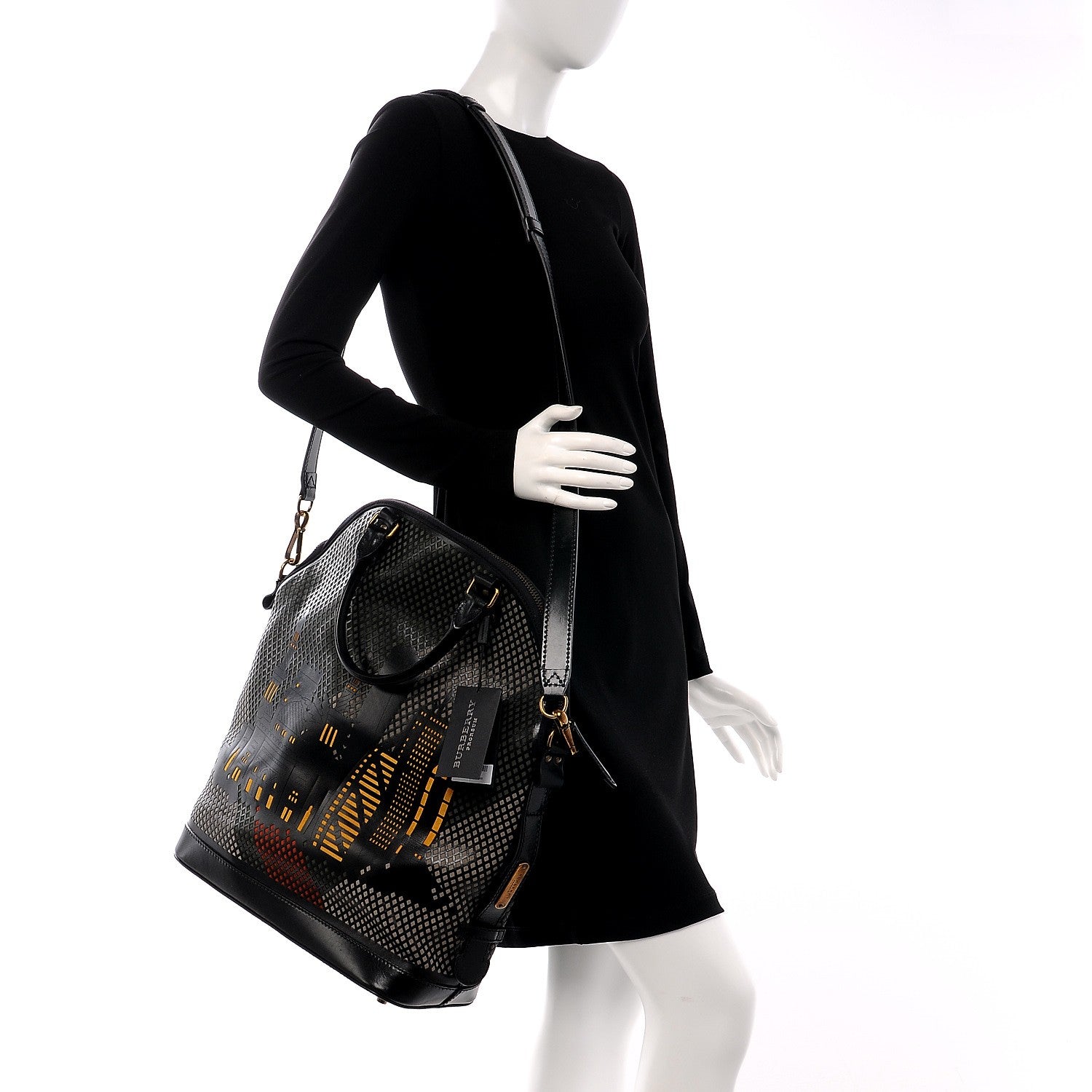 Burberry Prorsum Laser Cut Calfskin Hong Kong Medium Bloomsbury Black Elderberry 3 of 9