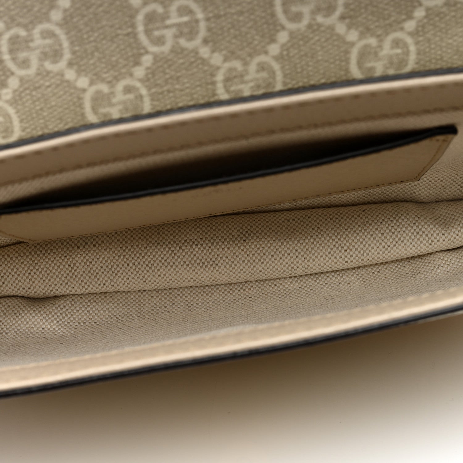 Gucci GG Supreme Monogram Textured Dollar Calfskin Web Mini Ophidia Envelope Shoulder Bag Beige Mystic White Oatmeal 5 of 9