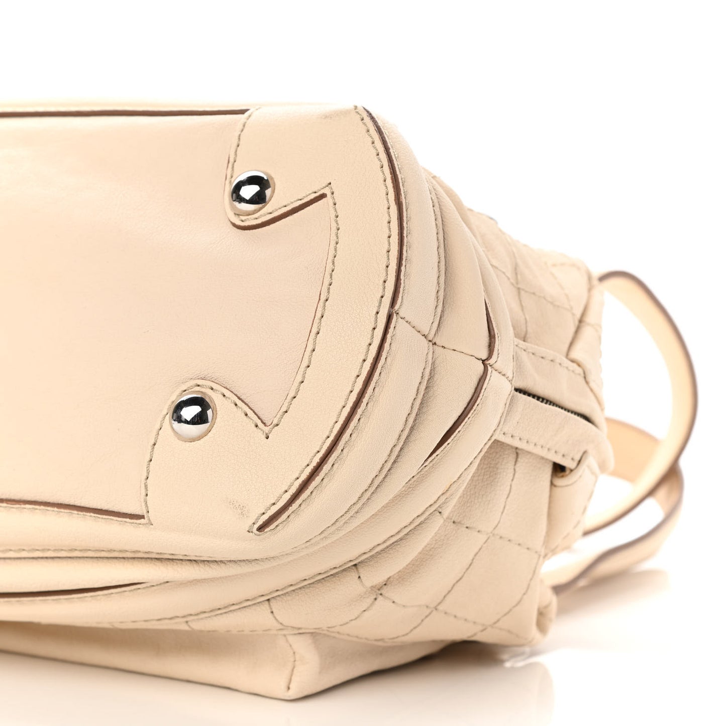 Goatskin Square Stitch Essential Bowler White