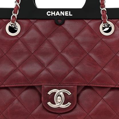 Chanel Glazed Calfskin Quilted Small CC Delivery Tote Burgundy 8 of 11