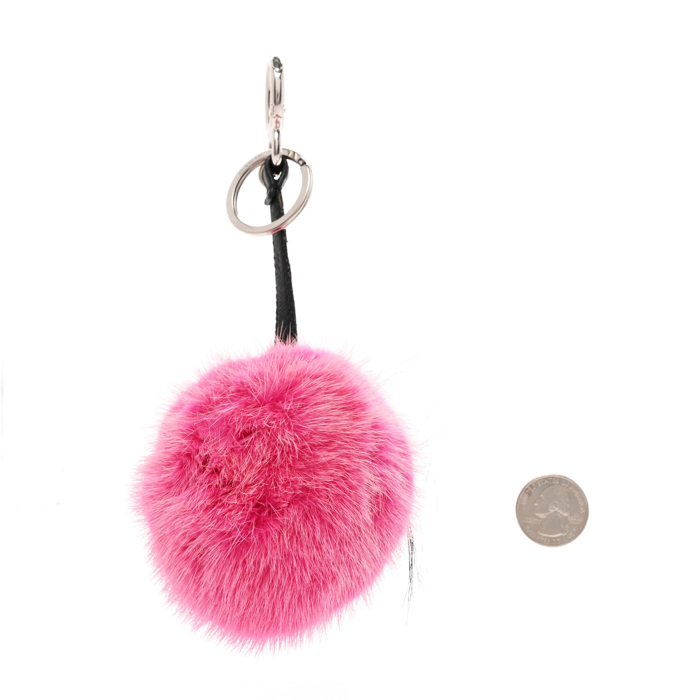 Mink Fox Fur QuTweet Coucou Bag Bug Charm Pink