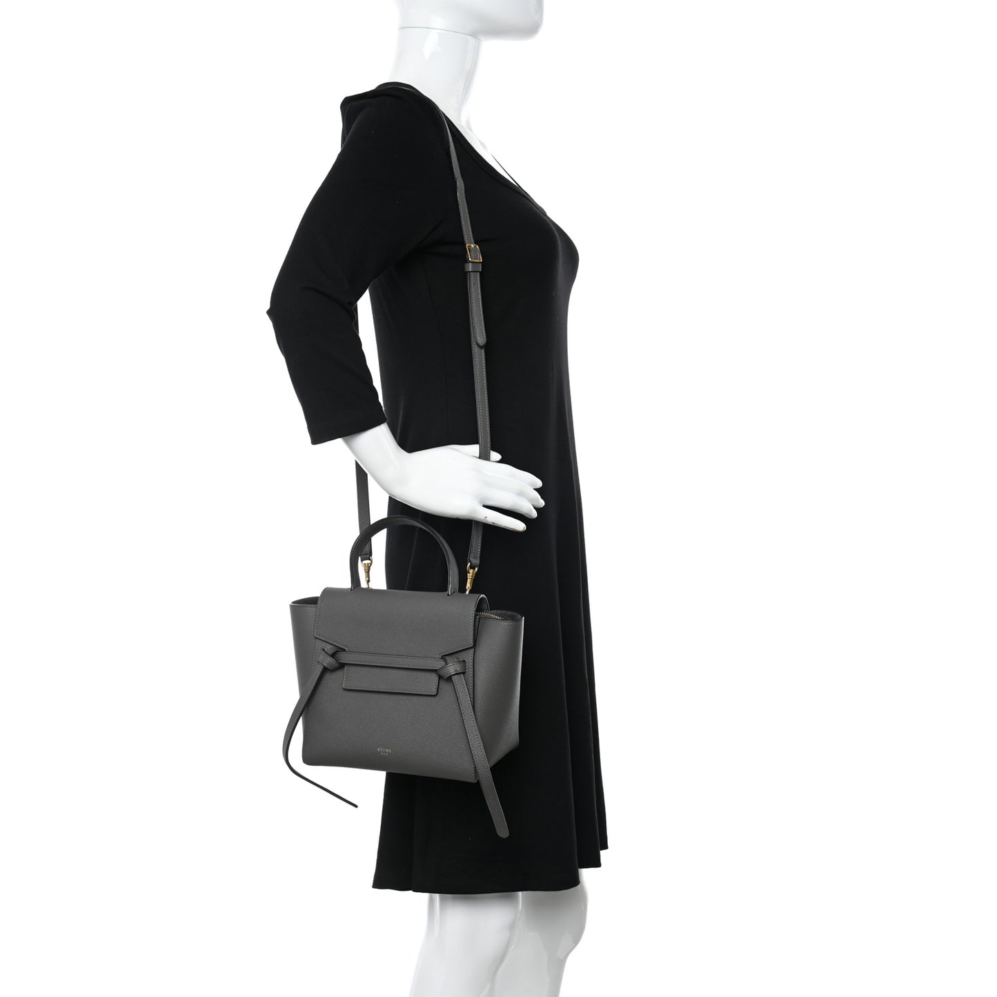 Grained Calfskin Nano Belt Bag Grey