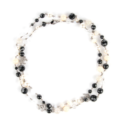 Chanel Pearl Crystal CC Beaded Long Necklace 3 of 7