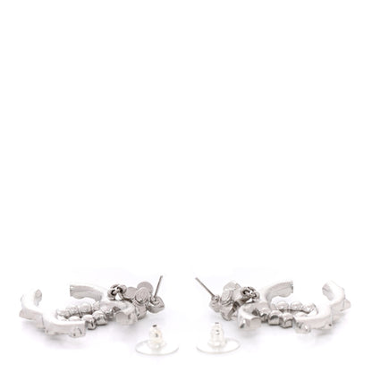 Chanel Crystal Pearl CC Drop Earrings Silver 3 of 4