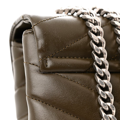 Saint Laurent Calfskin Y Quilted Monogram Large Loulou Chain Satchel Kaki Fonce 24 of 25