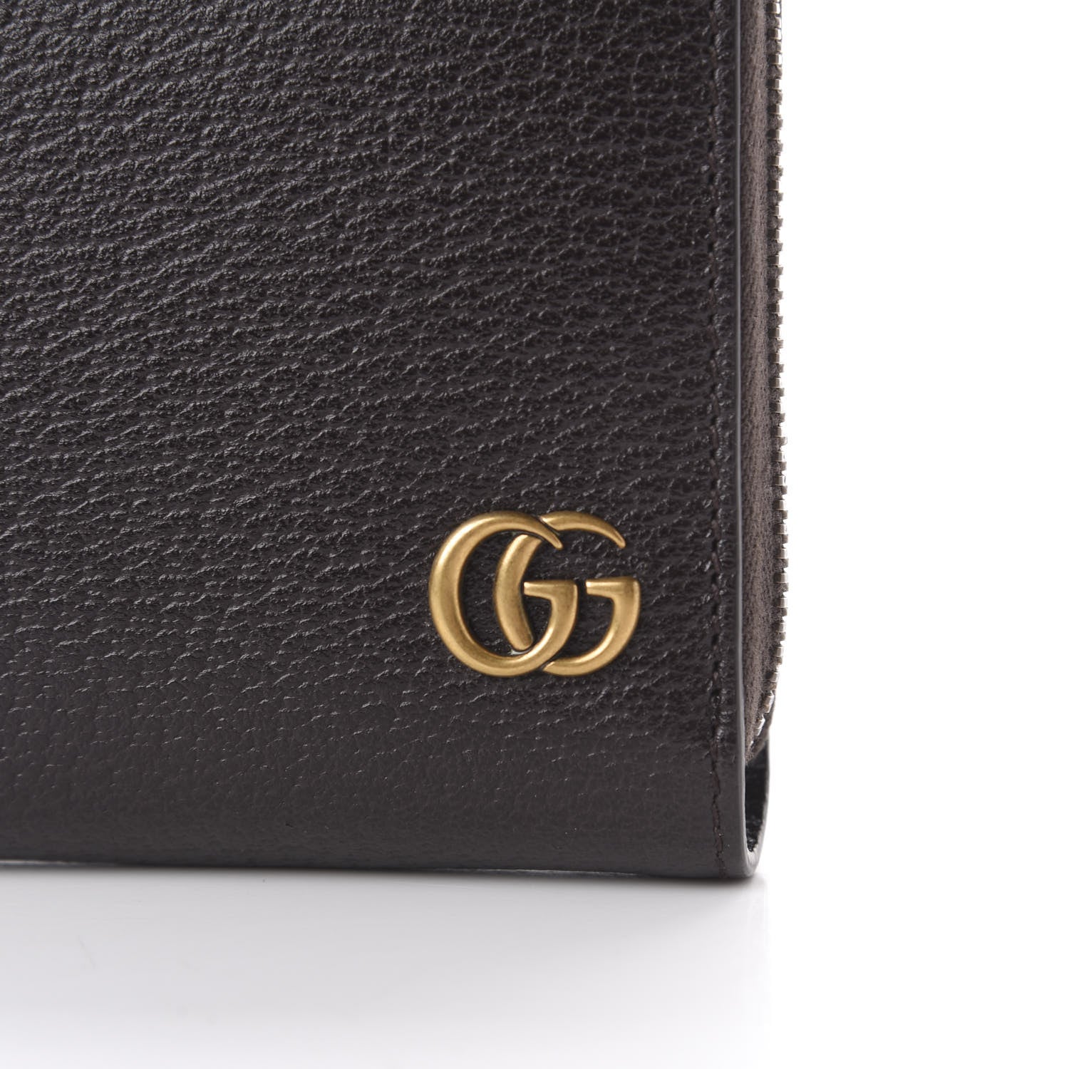 Gucci Dollar Calfskin Boar Effect GG Marmont Zip Around Wallet Dark Cocoa 8 of 8