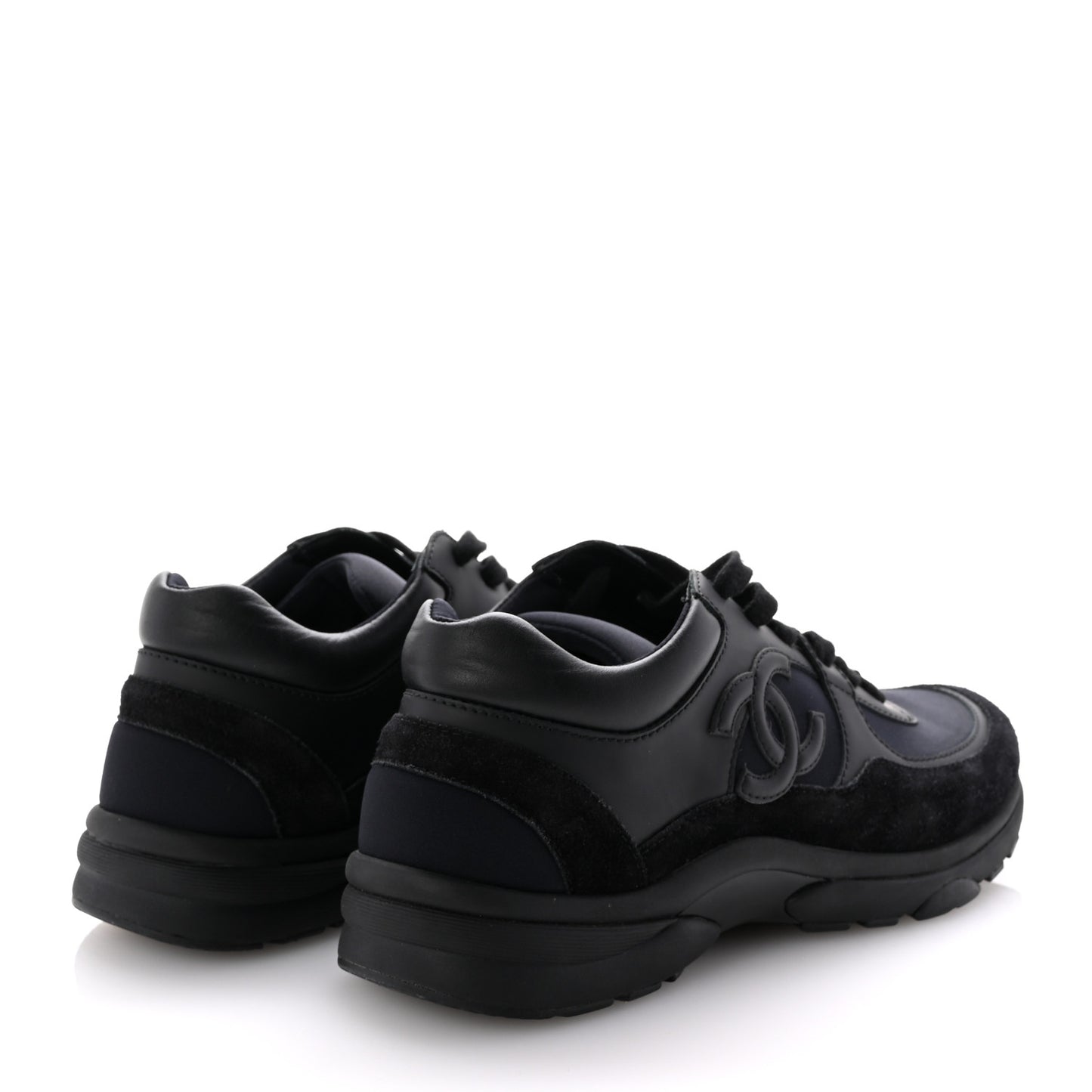 Lambskin Fabric CC Uniform Sneakers 39 Black