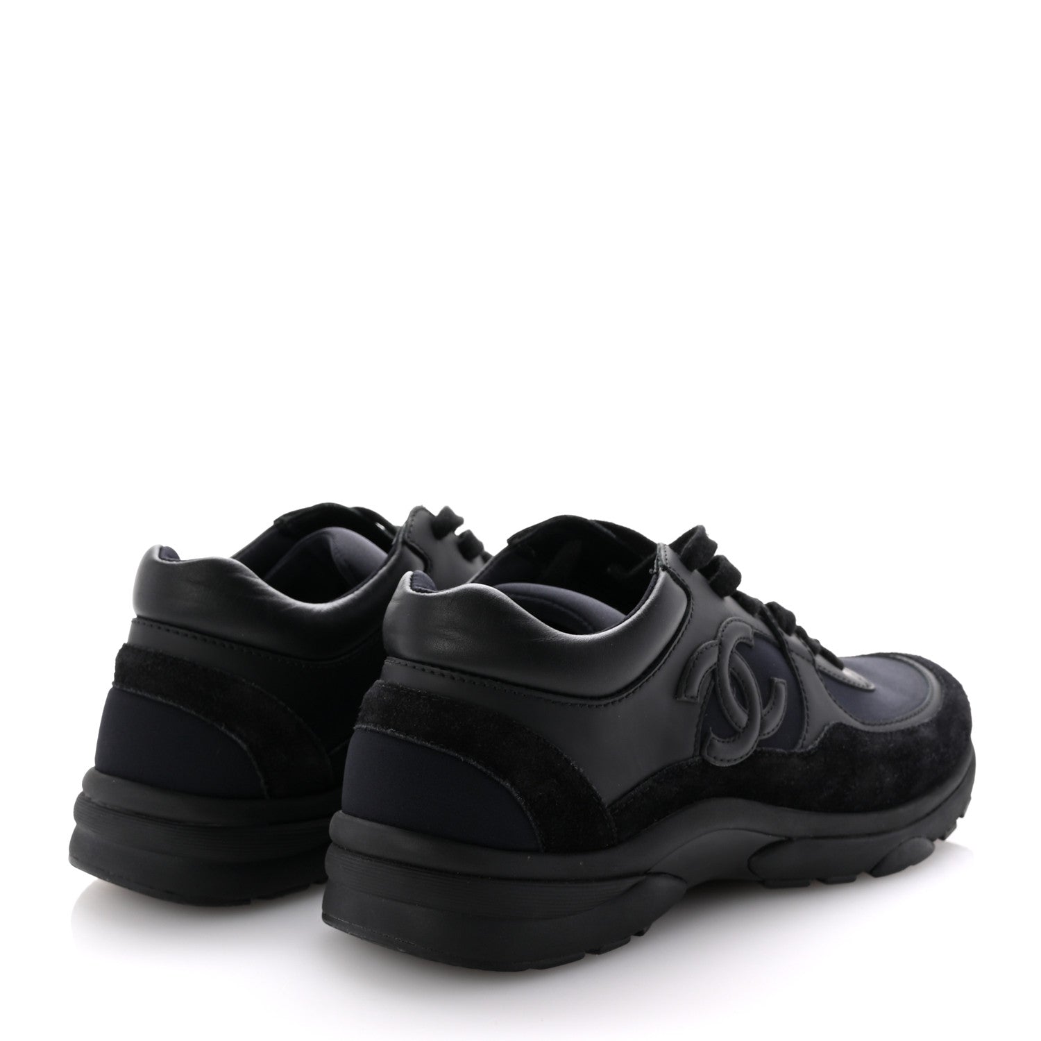 Chanel Lambskin Fabric CC Uniform Sneakers 39 Black 5 of 8