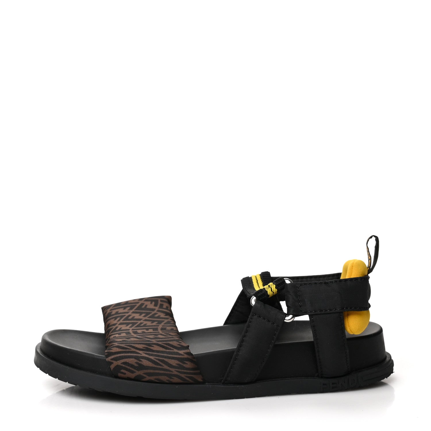 Fendi Satin FF Ruched Sandals 35 Tobacco Black 1 of 8