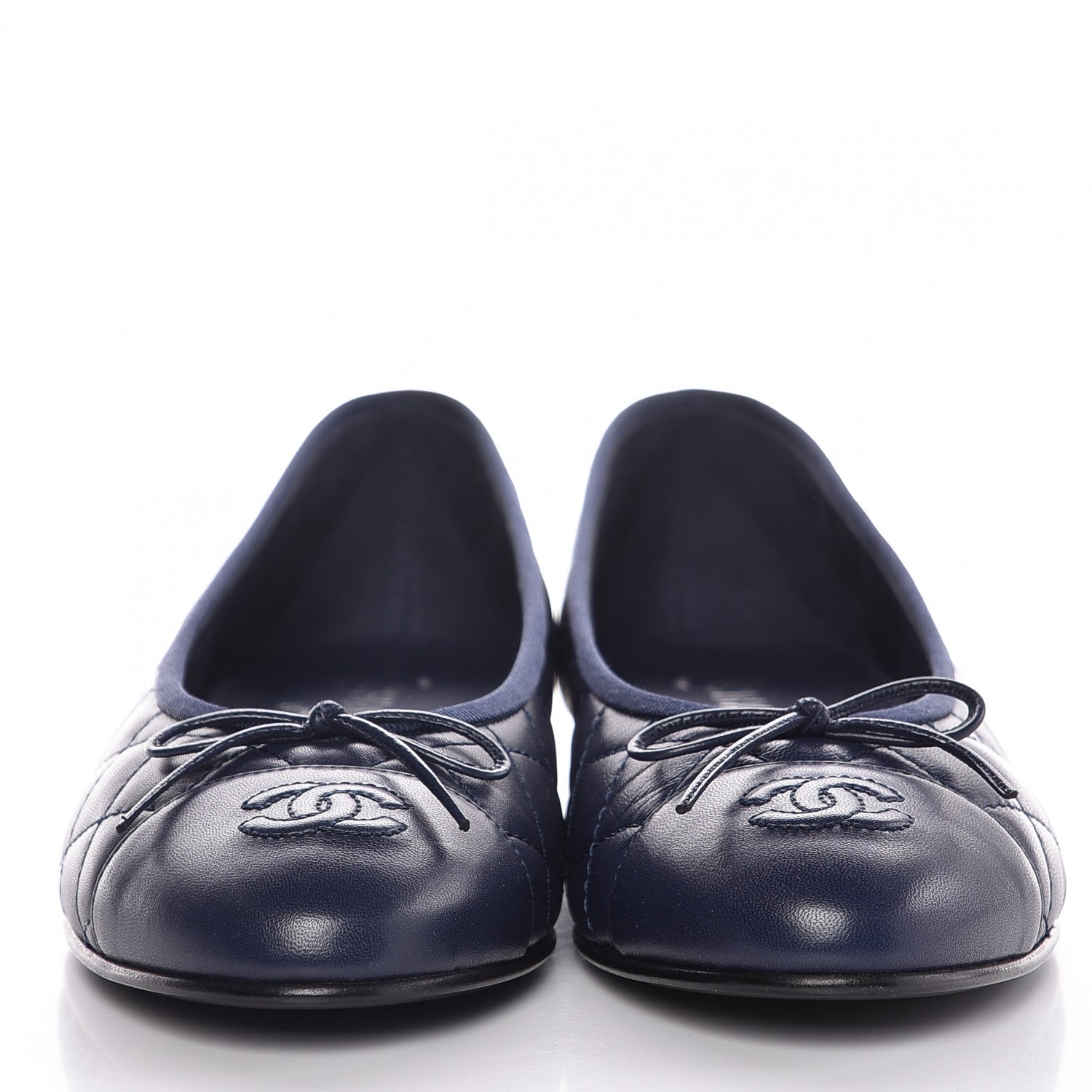 Chanel Lambskin Quilted CC Cap Toe Ballerina Flats 40.5 Navy 2 of 9
