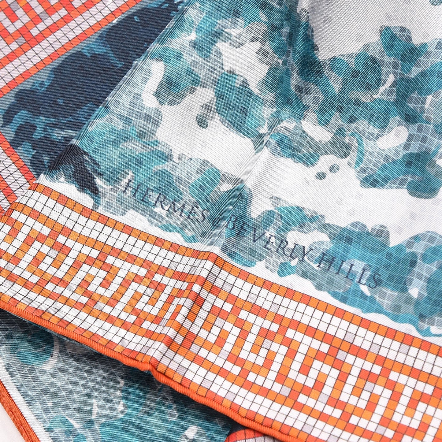 Silk A Beverly Hills Scarf 90 Orange Bleu Blanc