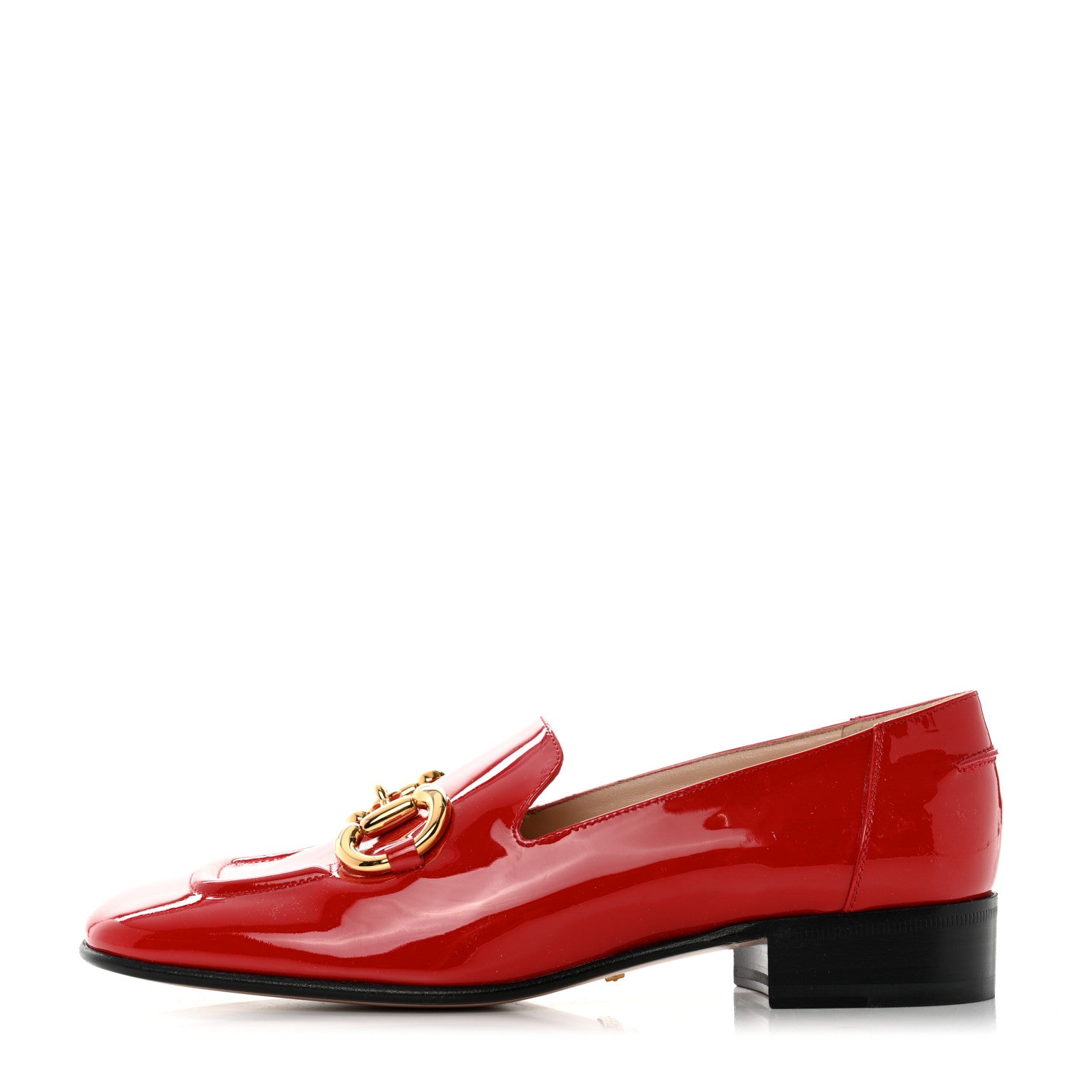 Gucci Vernice Womens Baby Horsebit Square Toe Loafers 36 Maple Red 1 of 8