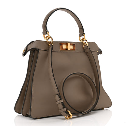 Fendi Vitello Seta Shiny Nappa Plexiglass Medium Peekaboo I SEE U Satchel Tortora 4 of 13