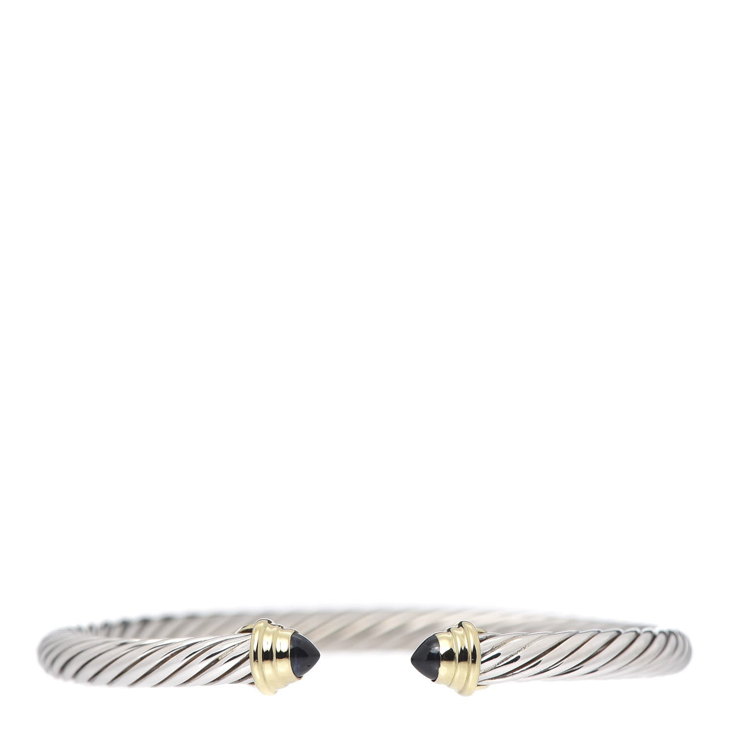 David Yurman Sterling Silver 18K Yellow Gold Blue Sapphire 4mm Cable Kids Birthstone Bracelet 1 of 5