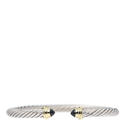 David Yurman Sterling Silver 18K Yellow Gold Blue Sapphire 4mm Cable Kids Birthstone Bracelet 1 of 5