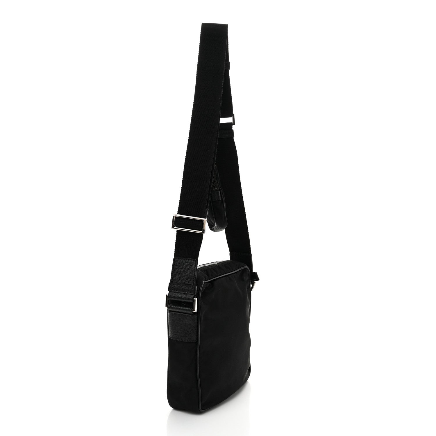 Prada Tessuto Nylon Saffiano Pocket Messenger Shoulder Bag Black 3 of 13