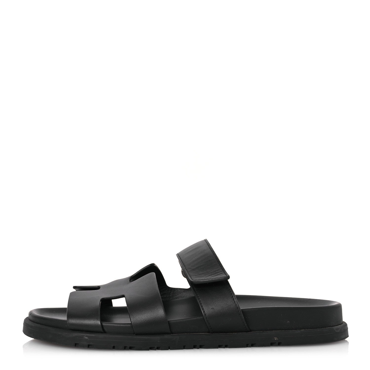 Hermes Calfskin Womens Chypre Sandals 39.5 Black 1 of 14