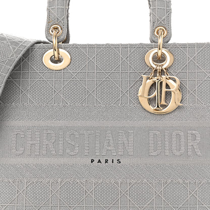 Christian Dior Canvas Embroidered Cannage Lady D-Lite Gray 8 of 16
