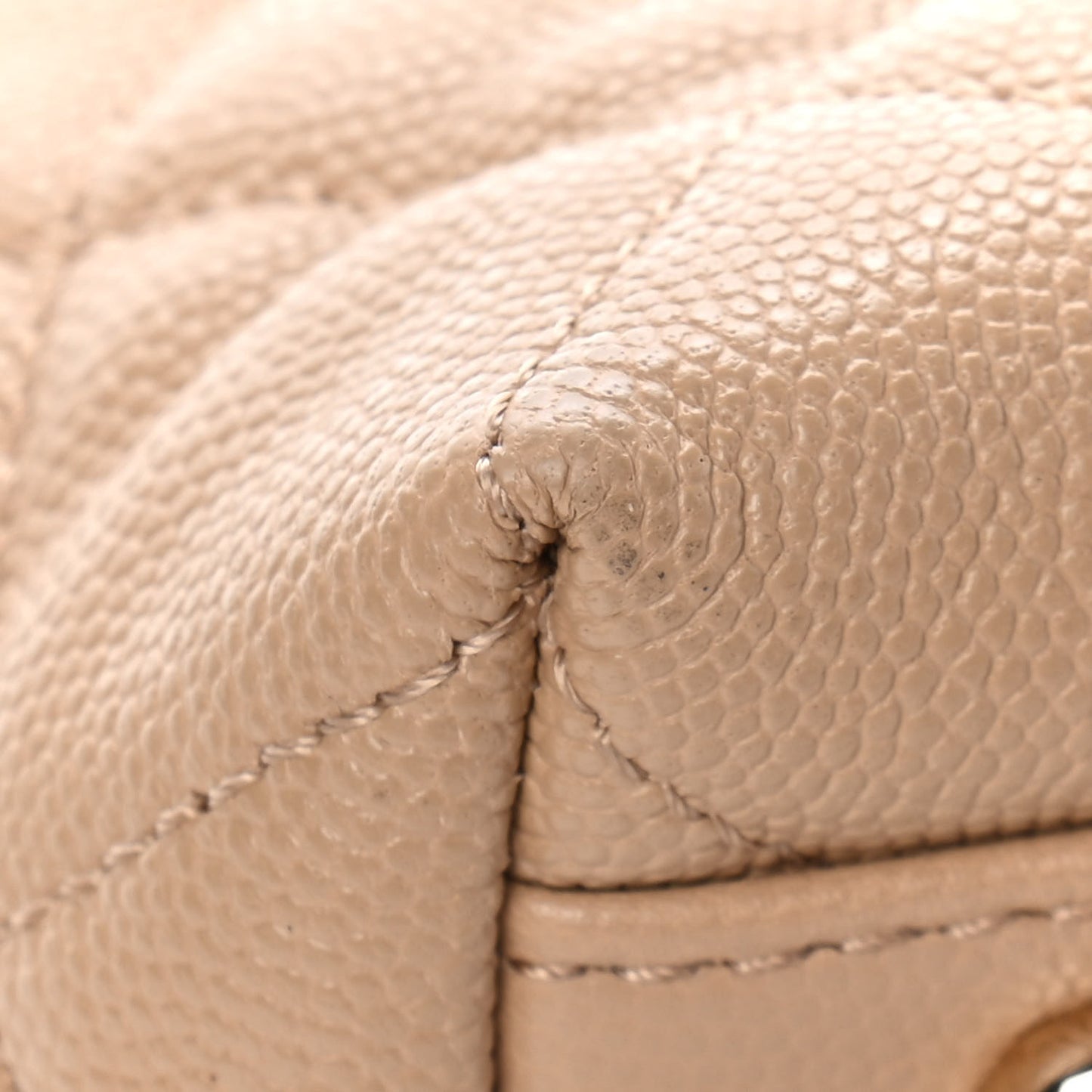 Caviar Quilted Rolled Up Tote Beige