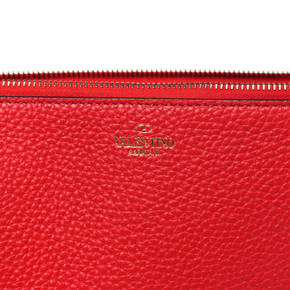 Valentino Garavani Pebbled Calfskin Large Rockstud Flat Zip Pouch Rouge Pur 5 of 8