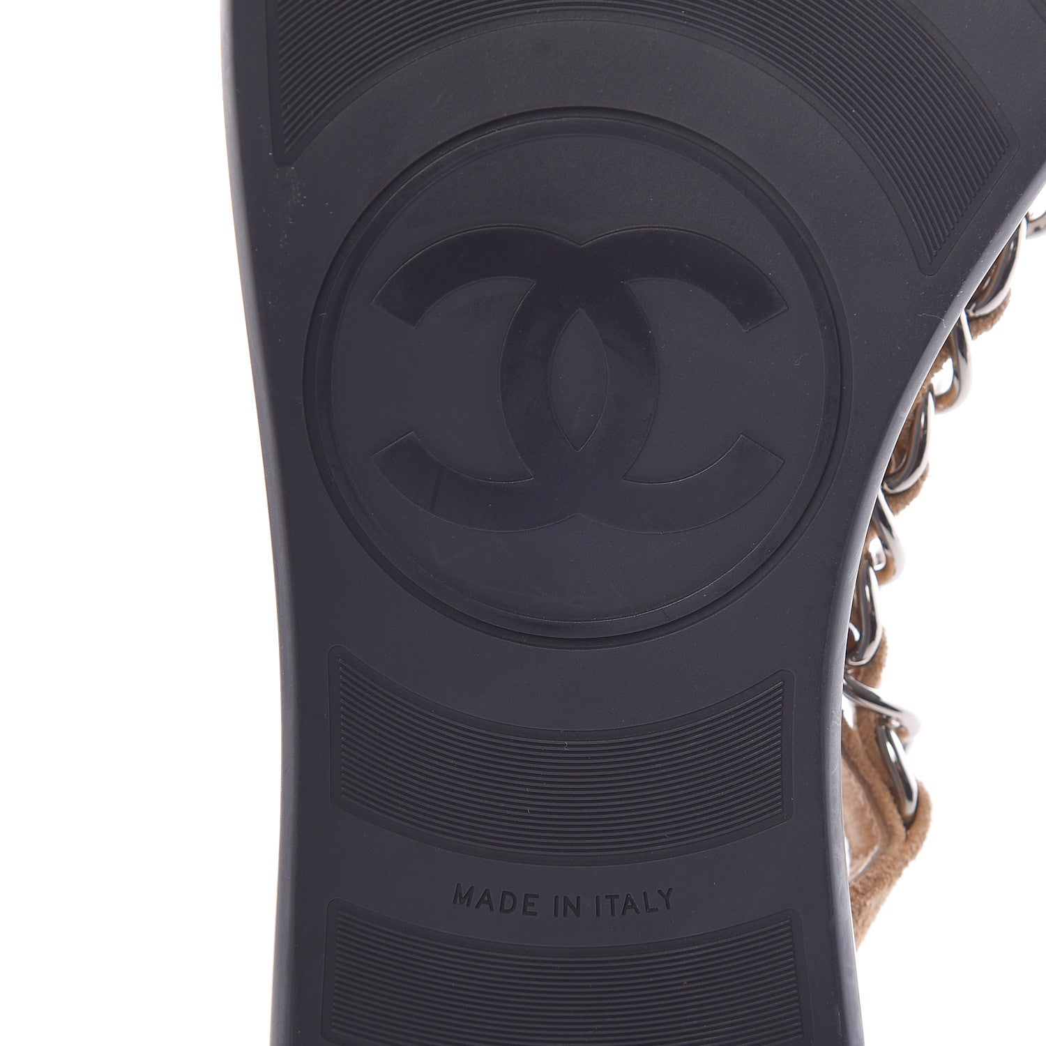 Chanel Suede Calfskin Quilted Chain Thong Sandals 36.5 Black 9 of 9