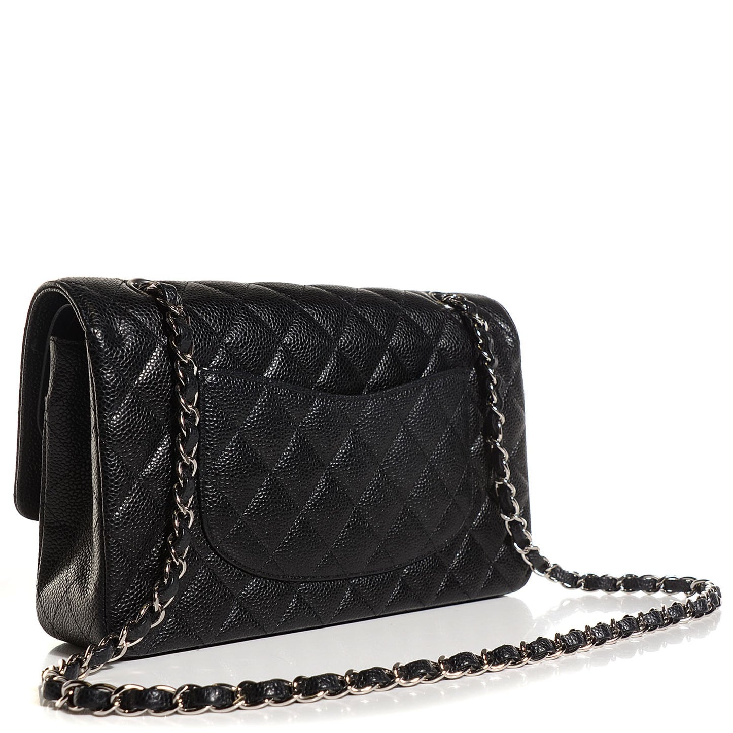 Caviar Quilted Medium Double Flap Black
