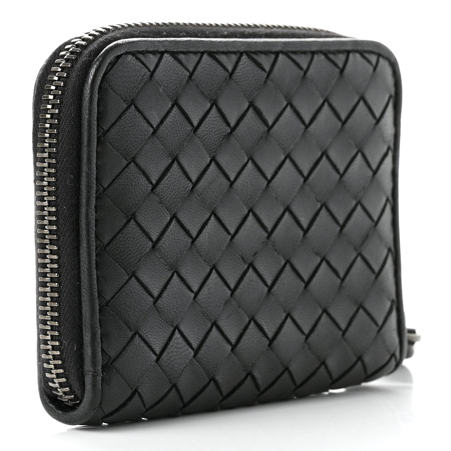 Nappa Intrecciato Zip Around Coin Purse Black