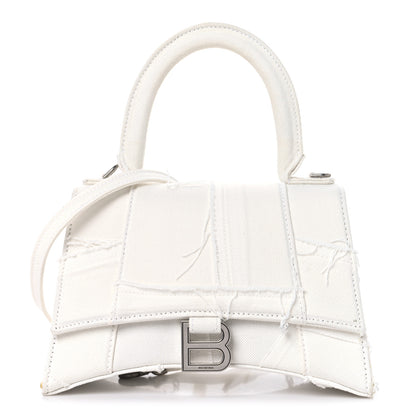 Balenciaga Denim Patchwork Small Hourglass Top Handle Bag White 1 of 13