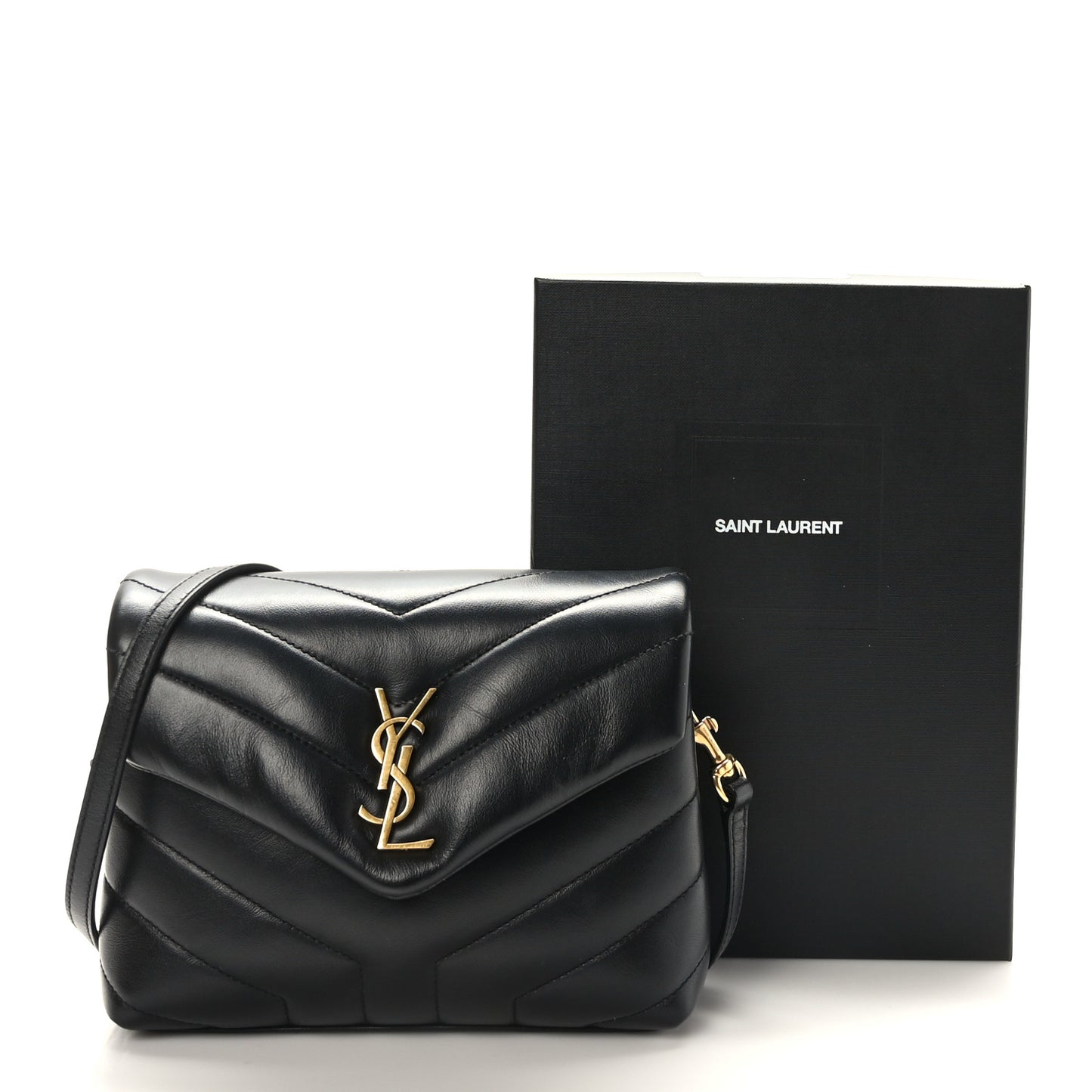Calfskin Y Quilted Monogram Toy Loulou Crossbody Bag Black
