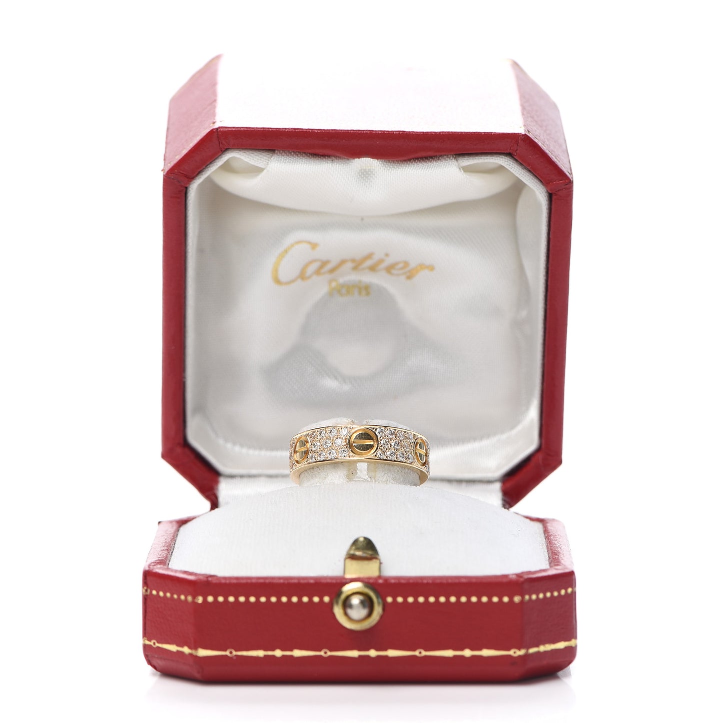 18K Yellow Gold Diamond 5mm LOVE Wedding Paved Band Ring 54 6.75
